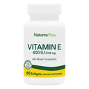 NaturesPlus Vitamin E - 400 iu Karma D-Tocopherol, 60 Softgels - Natural Soybean Oil - Free-Radical Defense - Gluten-Free - 60 Servisler