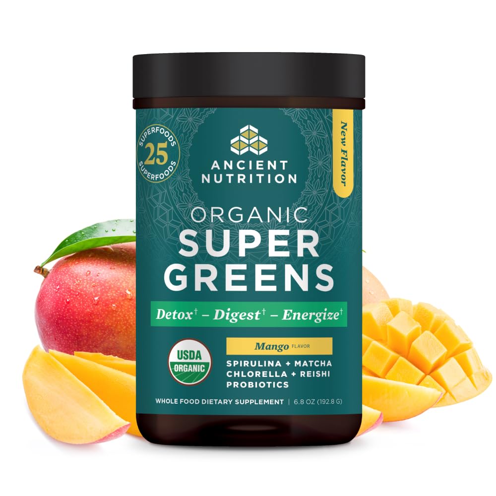 Eski Beslenme SuperGreens Toz Probiyotiks, Organik Mango Flavor Yeşiller, Gerçek Meyvelerden, Sebzelerden ve Herbs'tan Yapıldı, Digestive and Energy Support, 25 Hizmet, 6.8oz