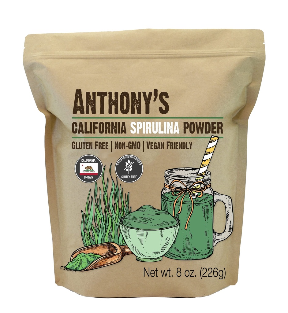 Anthony's California Spirulina Toz, 8 oz, ABD Ürün, Gluten Ücretsiz, GMO