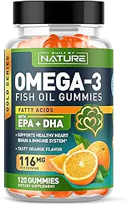 Omega 3 Fish Oil Gummies with EPA & DHA from Wild Fish - Triple Strength Omega 3 Fish Oil Gummy, Supports Health, Brain & Immune System, Burpless & Natural - 60 Gummies, 30 Day Supply
