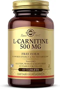 Solgar L-Carnitine 500 mg - 60 Tablet - Non-GMO, Vegan, Gluten Free, Dairy Free, Kosher - 30 Hizmet