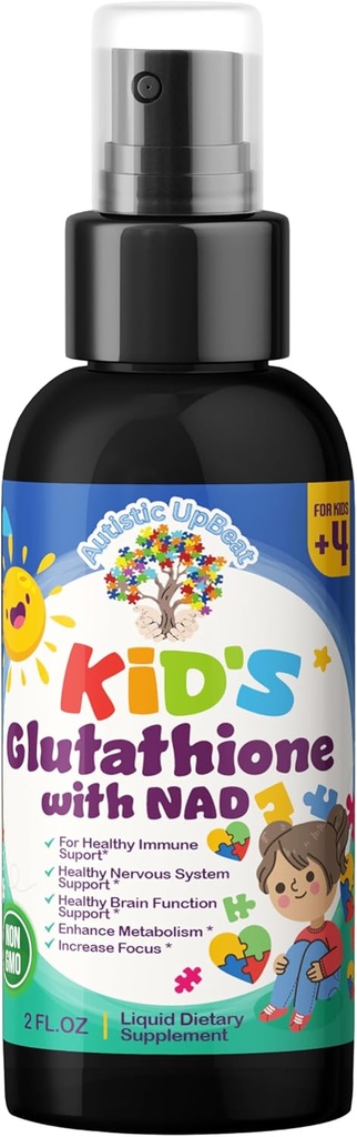 Autistic UpBeat: Kid's Glutathione with NAD Spray – 60 Hizmet, Antioksi, Immune Support, Energy Branson, Hücre Sağlığı, Detoxification, Beyin Fonksiyonlu ve Biliş Desteği, Easy-to-Use