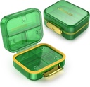 7. Seyahat Pill Box, Pill Organizer Moisture Kanıt Mini Pill Case, Small Pill Box for Pocket Purse, Daily Portable Medicine Vitamin Box, Fish Oil Box, Supplement Box (Green)