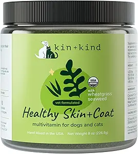 Köpekler ve Kediler için Türlü Organik Multivitamin - Sağlıklı Cilt ve Önleme için Pet Supplement - Güvenli, Doğal Formula Buğdaylar, Kelp, Seaweed ve Coconut - ABD'de Yapıldı - 8 oz (Large)