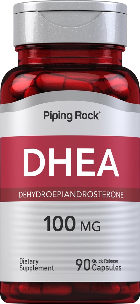 Piping Rock DHEA Supplement 100mg | Erkekler ve Kadınlar için | 90 Capsules | Dehidrepiandrosterone | Non-GMO, Gluten Free