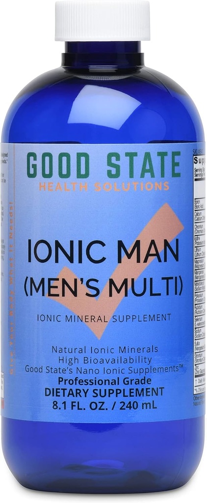 İyi Devlet Ionic Man | Erkeklerin Sıvı Ionic Multi Mineral | Vegan | Diyet Supplement | 15 Farklı Mineraller (8 oz.)