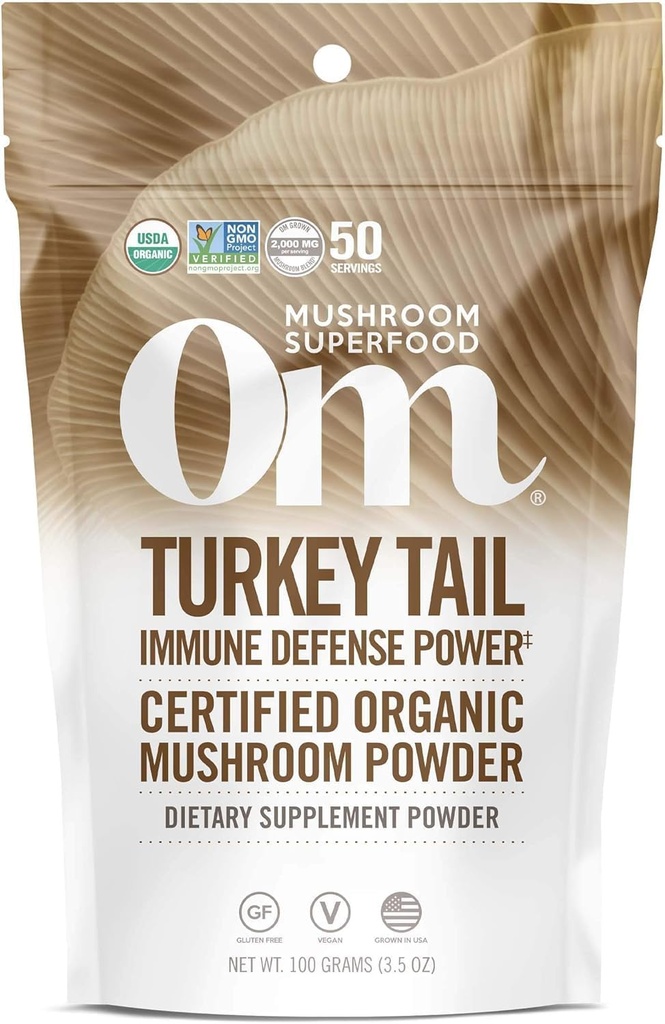 Om Mushroom Superfood Turkey Tail Organic Mushroom Toz, 3.5 Ounce, 50 Hizmet, Immune Support, Polysacchrides, Beta-Glucans, Gut Health & Holistic Defense Mushroom Supplement