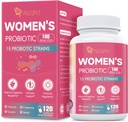 Kadınlar için probiyotikler, 100 milyar CFU Kadın Probiyotik with Prebiyotiks, Digestive Enzymes, D-Mannose & Cranberry Tür Immune Support, Vaginal & Urinary Health, Digestive Balance - 120 Capsules