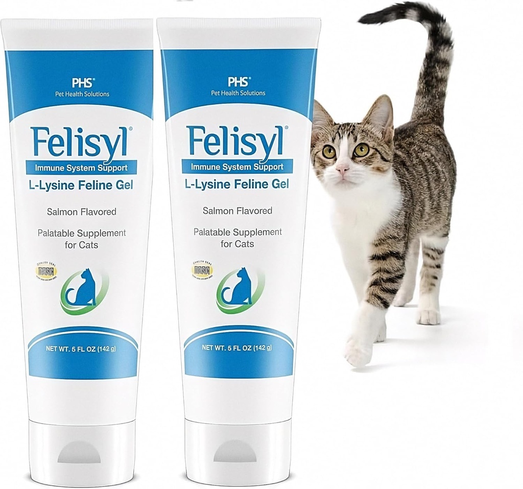 Cats (5oz) için L-Lysine Gel - Immune, Respiratory ve Eye Health'i destekler. Eases Sneezing, Runny Nose ve Watery Eyes. Tasty Salmon Flavor - ABD'de (2 Pack)