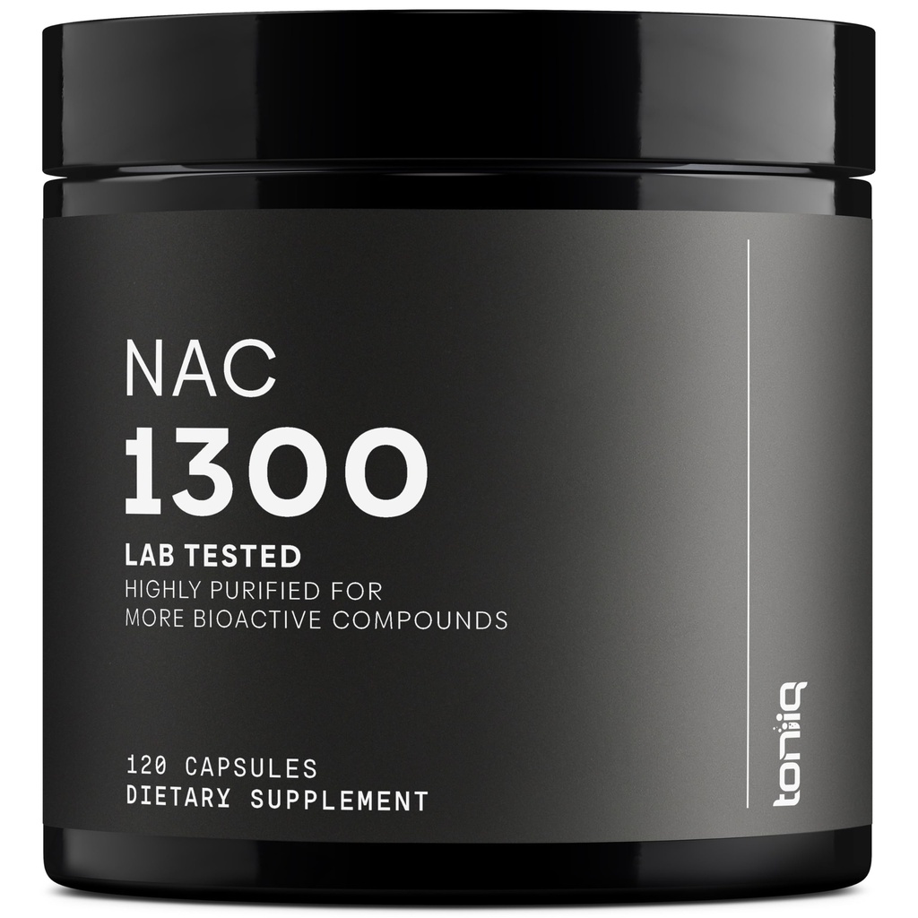 Toniiq 1300 mg NAC - 2 Ay Supply - Min.98+ Test Edildi - Ultra High Strength Bio kullanılabilir NAC Cysteine Supplement - 120 Vegetarian N Acetyl Cysteine Capsules -Lab Tested TQ