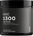 Toniiq 1300 mg NAC - 2 Ay Supply - Min.98+ Test Edildi - Ultra High Strength Bio kullanılabilir NAC Cysteine Supplement - 120 Vegetarian N Acetyl Cysteine Capsules -Lab Tested TQ