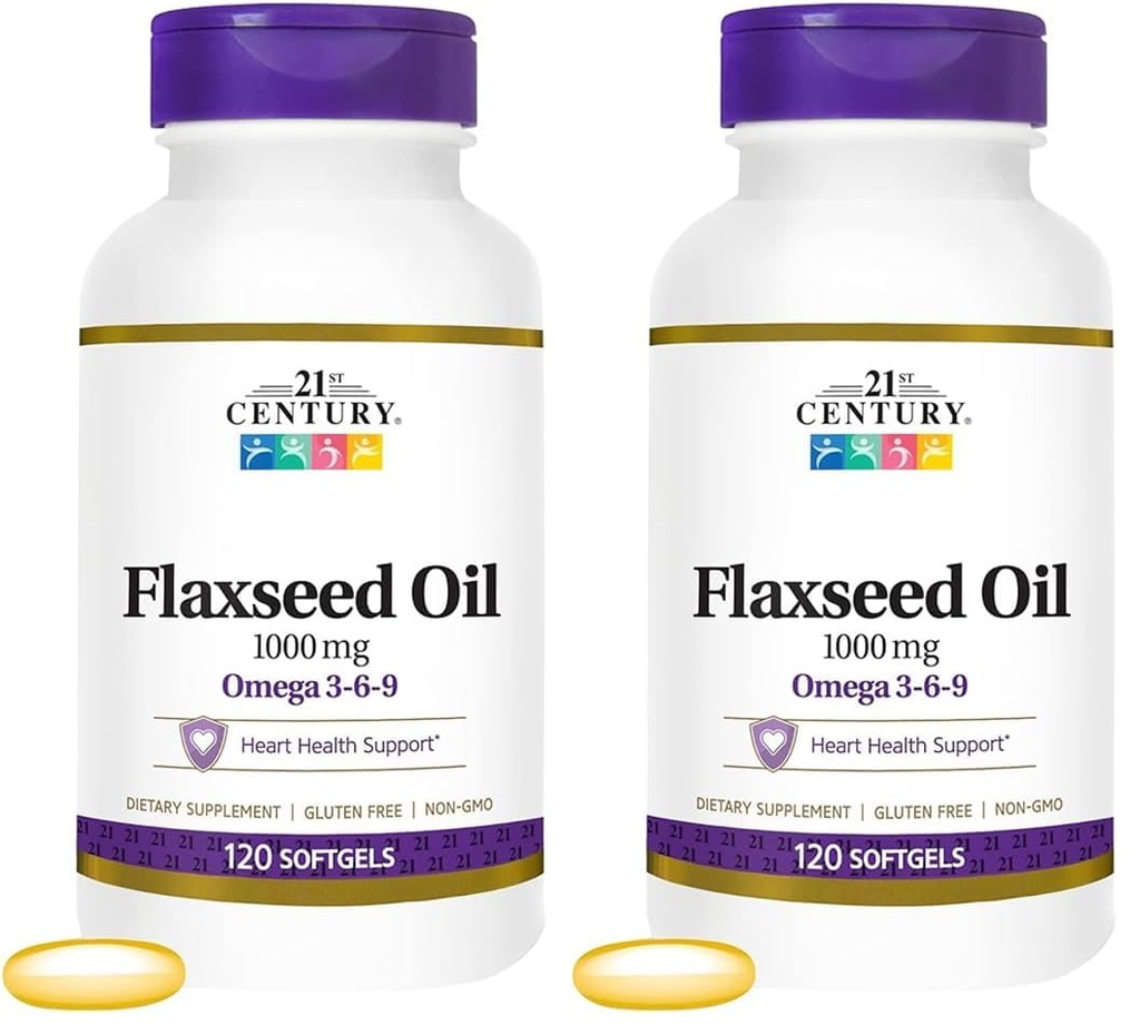 21. Yüzyıl Flaxseed Oil 1000 Mg Softgels, 120-Count (22871) (Pack of 2)