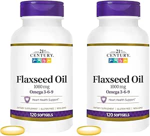 21st Century Flaxseed Oil 1000 Mg Softgels, 120-Count (22871) (Pack of 2)