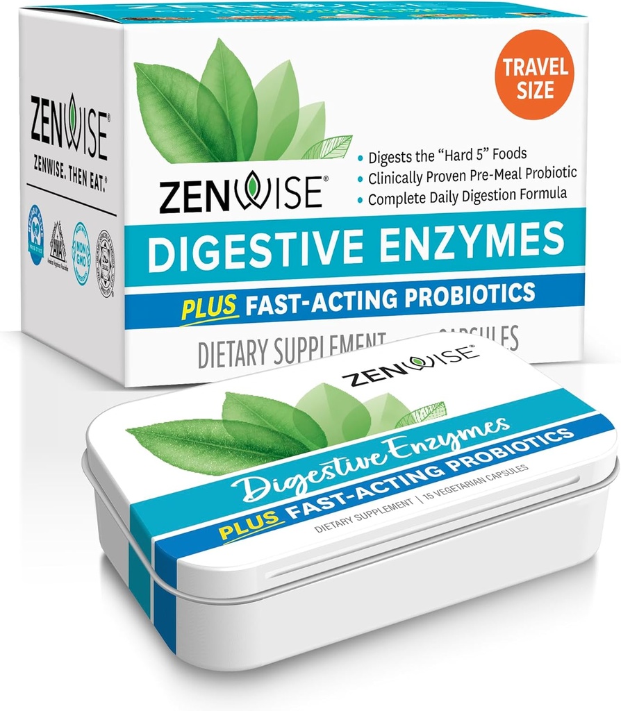 Zenwise Health Digestive Enzymes and Bromelain for Gut Health - Probiyotik Multi Enzymes with Prebiyotiks and Probiyotiks for Women and Men for Digestive Health and Bloating Relief for Digestion -15 CT