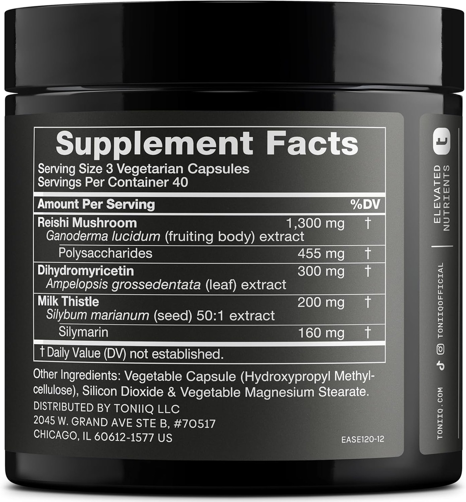 Toniiq Ease with DHM - Full Liver Support for a Night Out - 120 Capsules - 50x Super Interd Ekstra