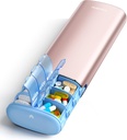 Vaydeer 7 Day Weekly Pill Organizer 2 Times a Day, Metal Am Pm Travel Pill Case, Large Capacity Twice Daily Cute Pill Box for Supplements, Pills, Vitamins and Medication (Rose Gold)