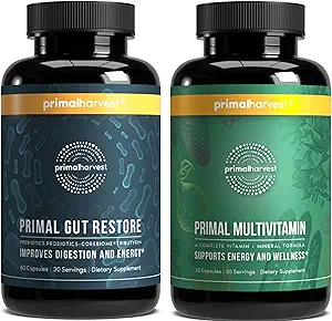 Primal Συγκομιδή Gut Επαναφορά & Multivitamin Συμπληρώματα για γυναίκες και άνδρες Πολλαπλές κάψουλες βιταμίνης και Colon Cleanse χάπια Bundle