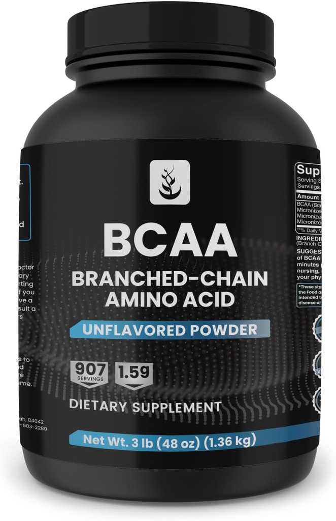 PURE ORIGINAL INGREDIENTS 2:1 BCAA Toz, 3 lbs, Branched-Chain Amino Asits, Unflavored, 907 Servisler, Her Zaman Saf, Katkılar veya Havuzlar