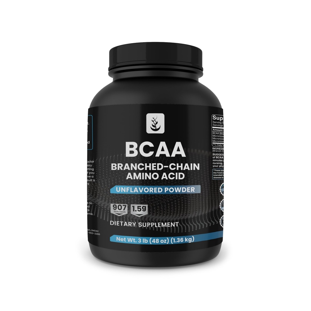 PURE ORIGINAL INGREDIENTS 2:1 BCAA Toz, 3 lbs, Branched-Chain Amino Asits, Unflavored, 907 Servisler, Her zaman Pure, Nomixs veya Fillers