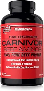KasMeds Carnivor Beef Aminos, sığır proteini, Beef Liver, Beef Albümin, Kretine, BCAAs for Recovery and Muscle growth, 300 Tabletler