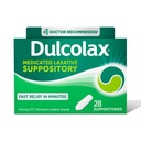 Dulcolax Stimulant Laxative Medicated Suppositories, Predictable & effective Constipation Relief, Bisacodyl 10 mg, 28, Count Stimt Laxatives