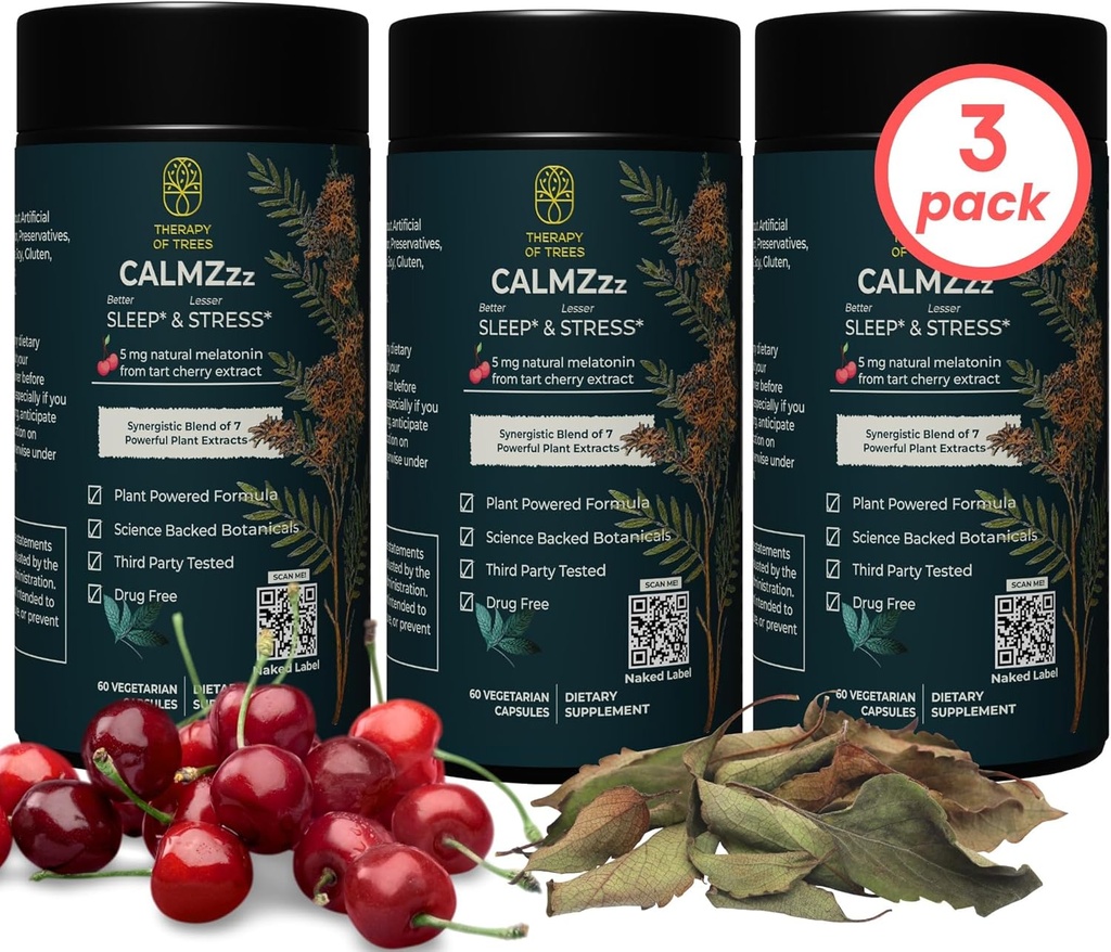 Advanced Sleep Aid with Melatonin and 7 Super Plants | Non-Habit Forming, 100% Natural Sleep Supplement | Only Plants Nothing Else, Natural Sleep Aids for Adults | Melatonin 5mg (Pack of 3)
