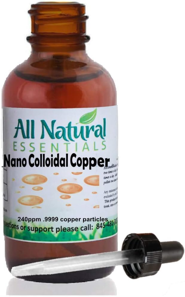 Nano Colloyal Minerals συμπλήρωμα Υγρό κολλοειδές ορυκτό χαλκού 2oz 240ppm μπουκάλι Kosher χαλκού όλα τα φυσικά για ενήλικες, άνδρες, γυναίκες, παιδιά (Dropper)
