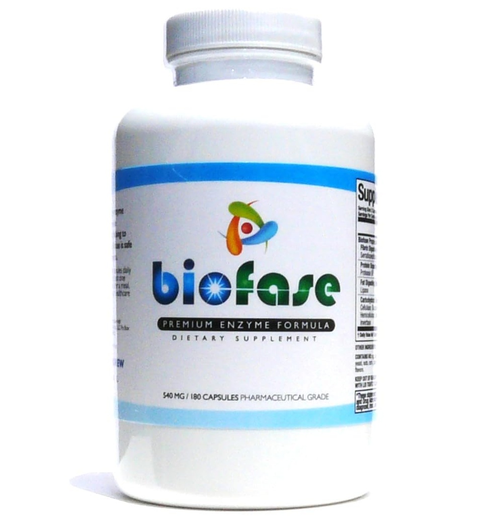 Biofase-Premium-Enzyme-Formula 180 Capsules - Biofilm Defense & Digestion - Systemic Enzymes to Support Intestinal Health - No Fillers!