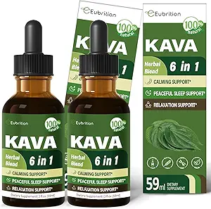 Kava Root Drops for Calming & Relaxing Support, Natural Calm & Sleep Supplements for Yetişkinler with Valerian, Chamomile Extract, High Bioavailability Liquid with Basil Promosyonation. 4 ozz