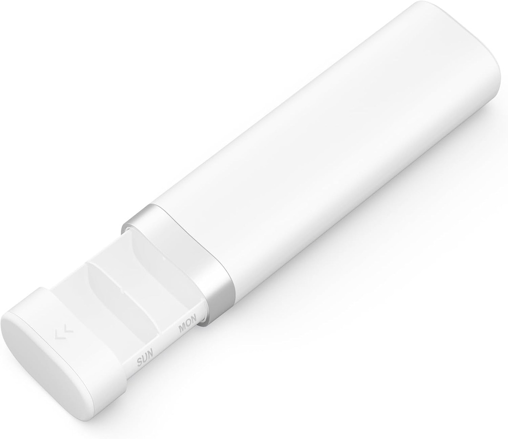 Odaro Weekly Travel Pill Organizer, Μικρό κουτί χάπια 7 ημέρα, Καθημερινή ιατρική Organizer Box, 7 διαμερίσματα για να κρατήσει ιατρική, βιταμίνη και συμπλήρωμα - Λευκό