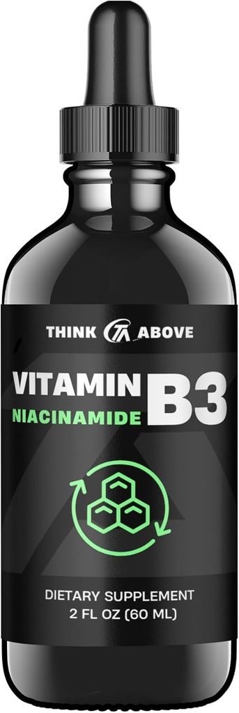 B3 Vitamin Niacinamid Sıvı - Flush Form of B3 Niacin - Kadınlar ve Erkekler için Uygun B3 Niacinamid Drops - Swallow 2oz (60 ml)