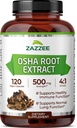 Zazzee OSHA Root 4:1 Ekstraksiyon, 500 mg Güçlü, 120 Vegan Capsules, 4 Ay Supply, Yoğun ve Standartlaştırılmış 4X Ekstraksiyon, %100 Vejetaryen, Ligusticum porteri, All- Natural ve Non-GMO