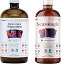 LIQUIDHEALTH Ασβέστιο και Μαγνήσιο & Νευρολογικό Nootropic Υγρή Βιταμίνη Συμπληρώματα Δέσμη για Ενήλικες - Υποστήριξη Υγεία Οστών & Ιστού, Βελτίωση Μνήμης, Εστίαση & Συγκέντρωση - Vegan, Μη ΓΤΟ, ΗΠΑ Made