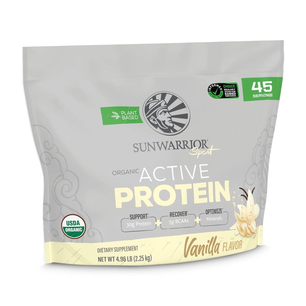 Sunwarrior Organic Plant Based Protein Powder | Vegan Organic Protein Powder with BCAA Amino Acids Plus Recovery Minerals & Botanicals | Non-GMO Soy Dairy & Gluten Free (Vanilla, 45 Servings)