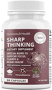 Rawleigh Sharp Thinking: 60 Capsules, Focus, Clarity, Memory Support, 3 Nootropics, DMAE Bitartrate, Bacopa Monnieri, Phosphatidylserine, DHA & Vitamins A, C, D, E, B-Complex