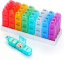 Aylık Pill Organizer, 31 Günlük Pill Kaynağı 3 Times, Küçük Pill Box ile bir gün, 4 Hafta Vitaminler için Pill Konteyner, Fish Oil, Supplement and Medicine- BPA Ücretsiz, Kullanımı Kolay
