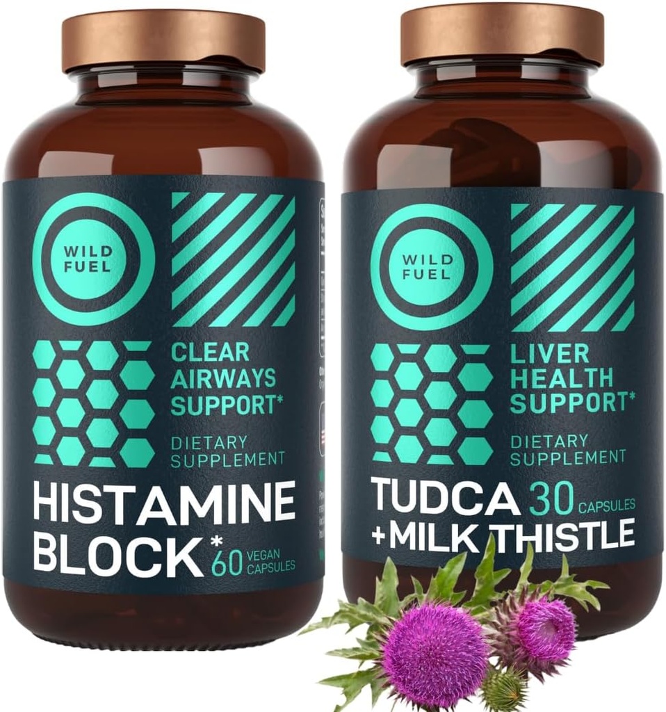 WILD FUEL Histamine Block Supplements and TUDCA with Milk Thistle Cleanse and Detox Sche