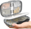 Seyahat Pill Organizer - Havaight Medicine Case for Traveling Portable Eczane Box with Etiketler Vitamin Konteyner 8 Karşılaştırmalı Tamam İlaçlar Büyük Kapasite Günlük (Black-2)
