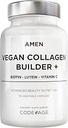 Amen Plant-Based Vegan Collagen Builder Supplement - Organik Tüm Gıdalar, Lutein, C, Biotin, Lysine, Proline Collagen Bransons - Organik Cranberry, Lemon, Strawberry - Bir Gün - 30 Capsules