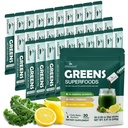 Super Greens Powder Stick Packs with 40+ Superfoods, Red Ginseng & Prebiotics | Gut Health & Energy Booster | 30 Single-Serve Packets