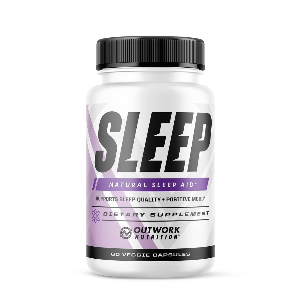 Outwork Nutrition Sleep Aid - Natural Melatonin, L-Theanine, Saffron Extract - Sleep Supplements for Yetişkinler - Boosts Sleep Quality & Time, Discovers Pozitif Mood - 60 Veg Capsules (Not Gummies)