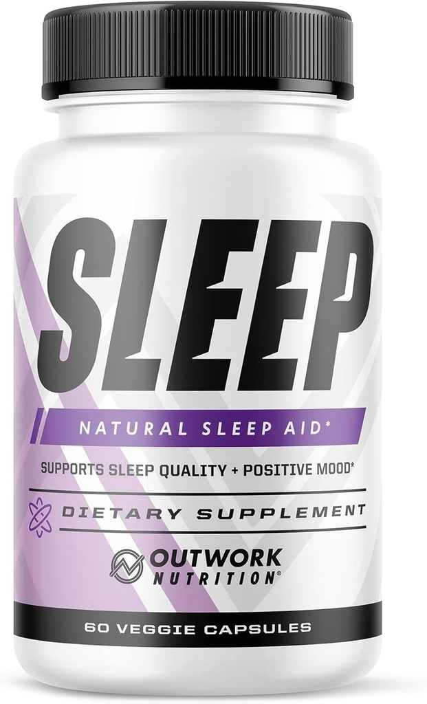 Outwork Nutrition Sleep Aid - Natural Melatonin, L-Theanine, Saffron Extract - Sleep Supplements for Yetişkinler - Boosts Sleep Quality & Time, Discovers Pozitif Mood - 60 Veg Capsules (Not Gummies)