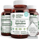 Natural Nutra 100% USDA Βιολογικά δισκία Spirulina, βοηθά στη διατήρηση των λιπιδίων του σώματος, προωθεί την υγεία του ήπατος, προωθεί το ανοσοποιητικό σύστημα, βοηθά στη βελτίωση του μεταβολισμού, προωθεί την ασυλία, 300mg, 100 Vegan δισκία