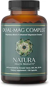 Natura Health Products Dual-mag Complex Supplement - Προάγει Καρδιαγγειακό, Νευρολογικό και Ανοσοποιητικό Υγεία - Διαθέτει Διγλυκινικό Χηλικό μαγνήσιο του Albion (90 κάψουλες)