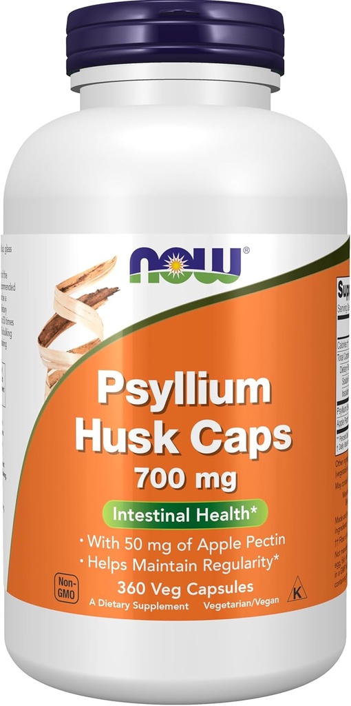 Şimdi Gıdalar Tamamlar, Psyllium Husk Caps 700 mg ile Apple Pectin, Intestinal Health*, 360 Veg Capsules