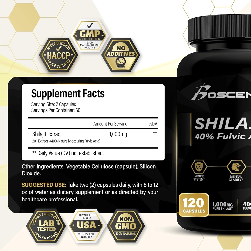 Shilajit Capsules 20.000 mg – Pure Himalaya Shilajit for Men & Women – Organik Fulvic Acid Supplement with 85+ Trace Minerals – High Potency Natural Energy & Vitality Support – 120 Vegan Capsules