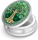 Pill Box-3 Retrement Small Pill Case for Purse & Pocket Mini Metal Pill Holder Travel Pill Container to Hold Supplements Antivirus-Free (Tree of Life)