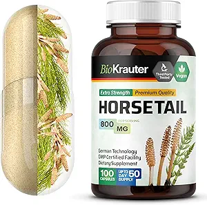 BIO KRAUTER Attail Herb Capsules - 800 mg Strength - 100 Count - Horsetail Toz Capsules - Saç Destek