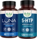 Nested Naturals Luna Melatonin-Free Sleep Supplement (60 Vegan Capsules) & 5-HTP 100 mg (120 Vegan Capsules) Improv Sleep, Relaxation & Mood