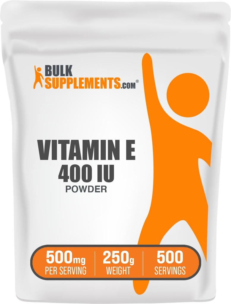 BulkSupplements.com Βιταμίνη Ε 400 IU Κόνις - ως D-Alpha Τοκοφερόλη, Συμπληρώματα Διατροφής - Χωρίς γλουτένη, 500mg ανά Σερβίρισμα, 250g (8,8 oz) (πακέτο του 1)